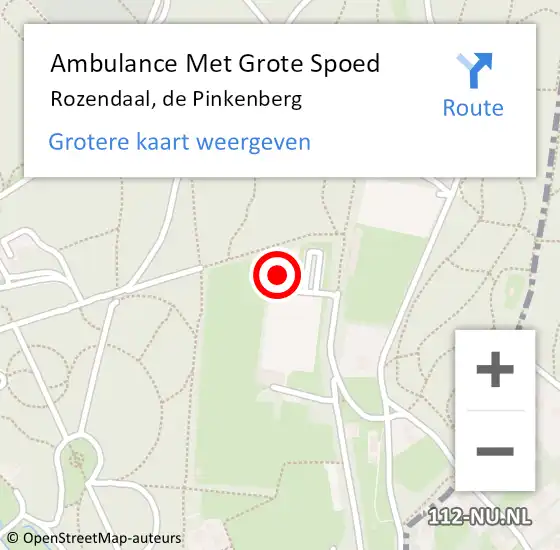 Locatie op kaart van de 112 melding: Ambulance Met Grote Spoed Naar Rozendaal, de Pinkenberg op 2 februari 2022 21:24