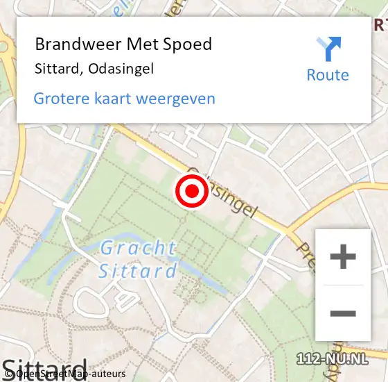 Locatie op kaart van de 112 melding: Brandweer Met Spoed Naar Sittard, Odasingel op 2 februari 2022 22:38