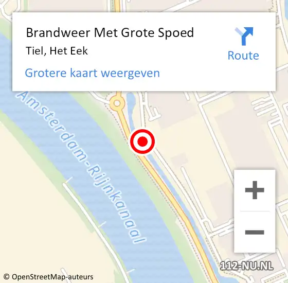 Locatie op kaart van de 112 melding: Brandweer Met Grote Spoed Naar Tiel, Het Eek op 2 februari 2022 23:02