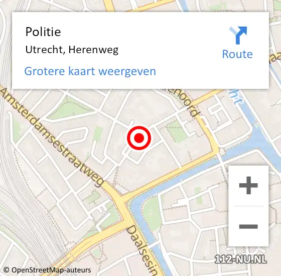 Locatie op kaart van de 112 melding: Politie Utrecht, Herenweg op 2 februari 2022 23:09