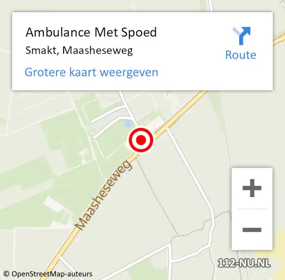 Locatie op kaart van de 112 melding: Ambulance Met Spoed Naar Smakt, Maasheseweg op 7 oktober 2013 14:33