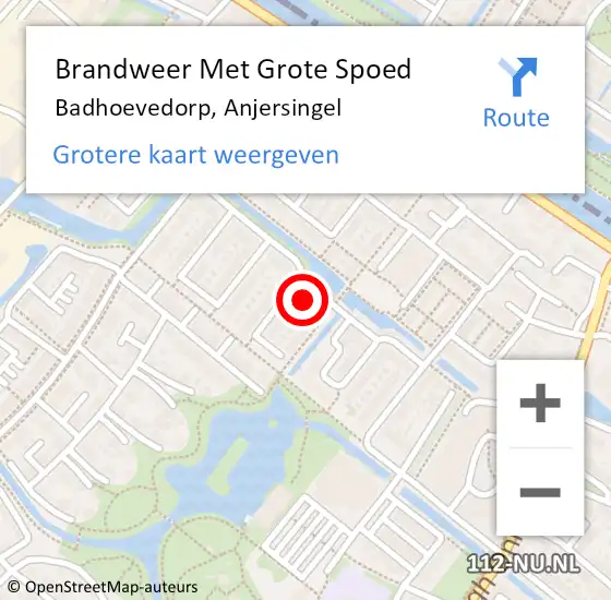 Locatie op kaart van de 112 melding: Brandweer Met Grote Spoed Naar Badhoevedorp, Anjersingel op 2 februari 2022 23:29