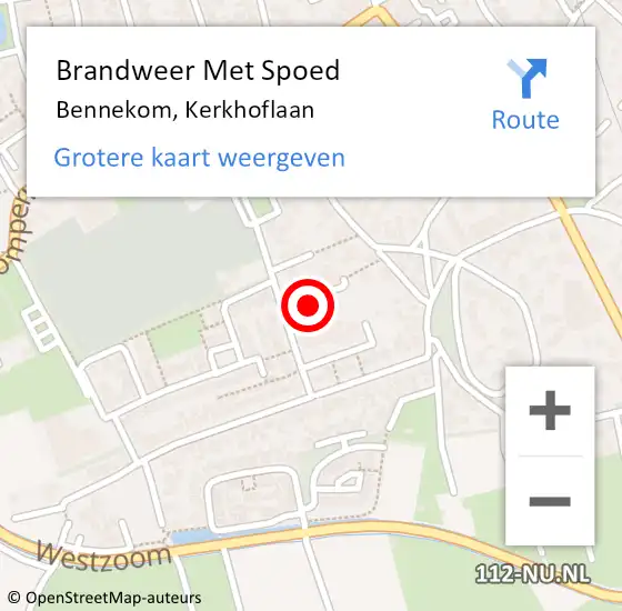 Locatie op kaart van de 112 melding: Brandweer Met Spoed Naar Bennekom, Kerkhoflaan op 3 februari 2022 01:30