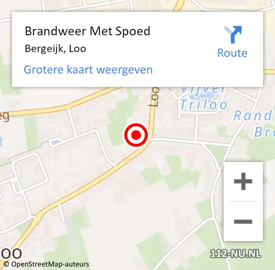 Locatie op kaart van de 112 melding: Brandweer Met Spoed Naar Bergeijk, Loo op 3 februari 2022 01:31