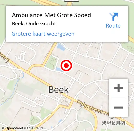 Locatie op kaart van de 112 melding: Ambulance Met Grote Spoed Naar Beek, Oude Gracht op 3 februari 2022 02:11