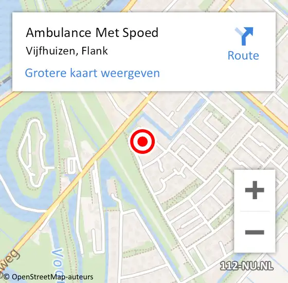 Locatie op kaart van de 112 melding: Ambulance Met Spoed Naar Vijfhuizen, Flank op 3 februari 2022 02:15