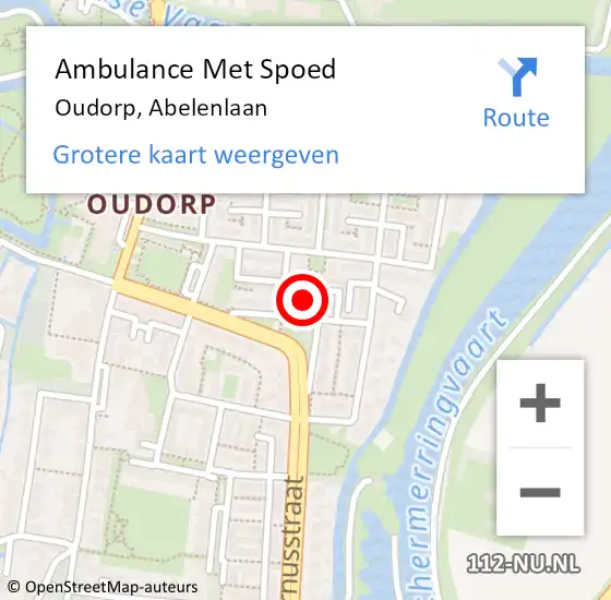 Locatie op kaart van de 112 melding: Ambulance Met Spoed Naar Oudorp, Abelenlaan op 3 februari 2022 02:58