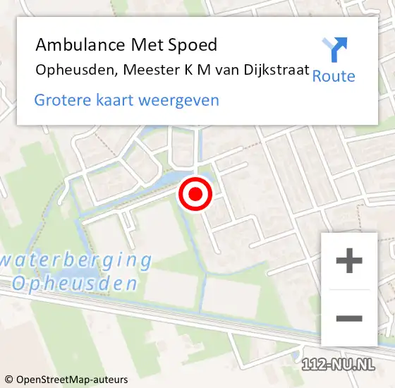 Locatie op kaart van de 112 melding: Ambulance Met Spoed Naar Opheusden, Meester K M van Dijkstraat op 3 februari 2022 03:22