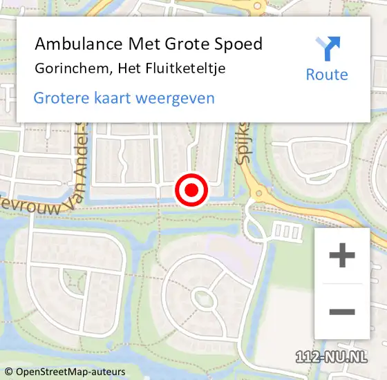 Locatie op kaart van de 112 melding: Ambulance Met Grote Spoed Naar Gorinchem, Het Fluitketeltje op 3 februari 2022 04:09