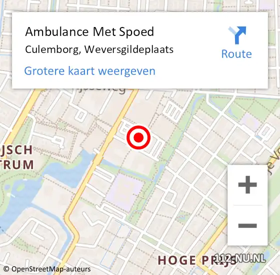 Locatie op kaart van de 112 melding: Ambulance Met Spoed Naar Culemborg, Weversgildeplaats op 3 februari 2022 05:29