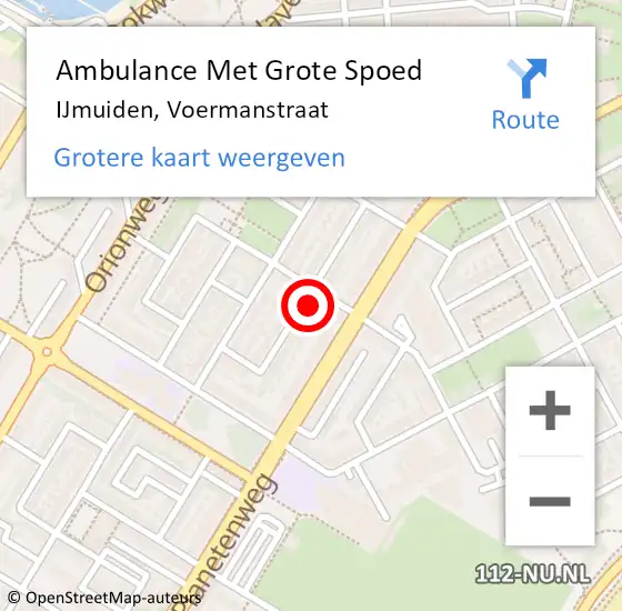 Locatie op kaart van de 112 melding: Ambulance Met Grote Spoed Naar IJmuiden, Voermanstraat op 3 februari 2022 05:35