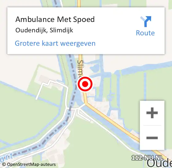 Locatie op kaart van de 112 melding: Ambulance Met Spoed Naar Oudendijk, Slimdijk op 3 februari 2022 06:14