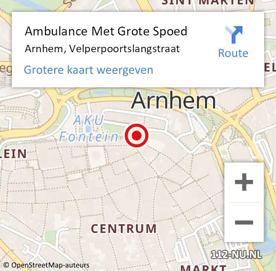 Locatie op kaart van de 112 melding: Ambulance Met Grote Spoed Naar Arnhem, Velperpoortslangstraat op 3 februari 2022 06:40