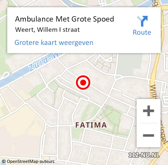 Locatie op kaart van de 112 melding: Ambulance Met Grote Spoed Naar Weert, Willem I straat op 3 februari 2022 06:46