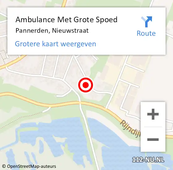 Locatie op kaart van de 112 melding: Ambulance Met Grote Spoed Naar Pannerden, Nieuwstraat op 3 februari 2022 07:41