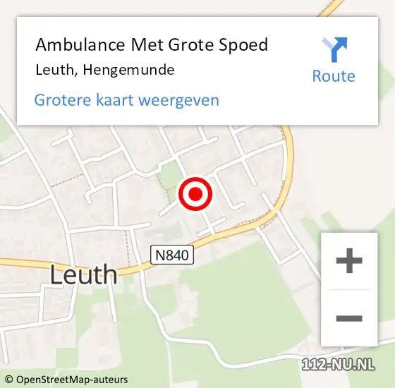 Locatie op kaart van de 112 melding: Ambulance Met Grote Spoed Naar Leuth, Hengemunde op 3 februari 2022 07:51