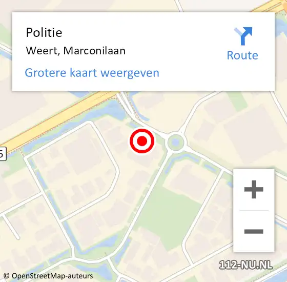 Locatie op kaart van de 112 melding: Politie Weert, Marconilaan op 3 februari 2022 07:56
