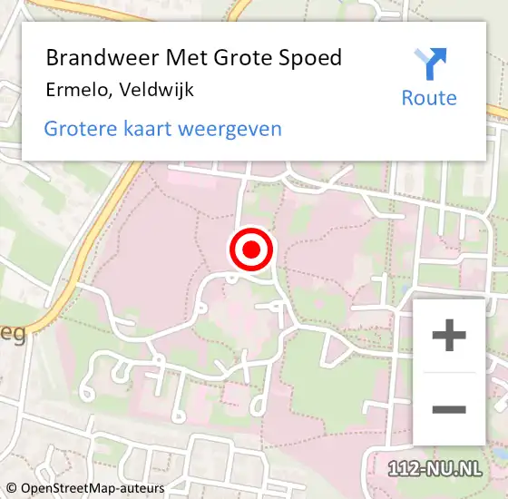 Locatie op kaart van de 112 melding: Brandweer Met Grote Spoed Naar Ermelo, Veldwijk op 3 februari 2022 08:09