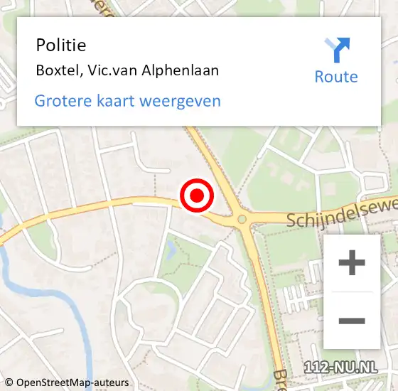 Locatie op kaart van de 112 melding: Politie Boxtel, Vic.van Alphenlaan op 3 februari 2022 08:11