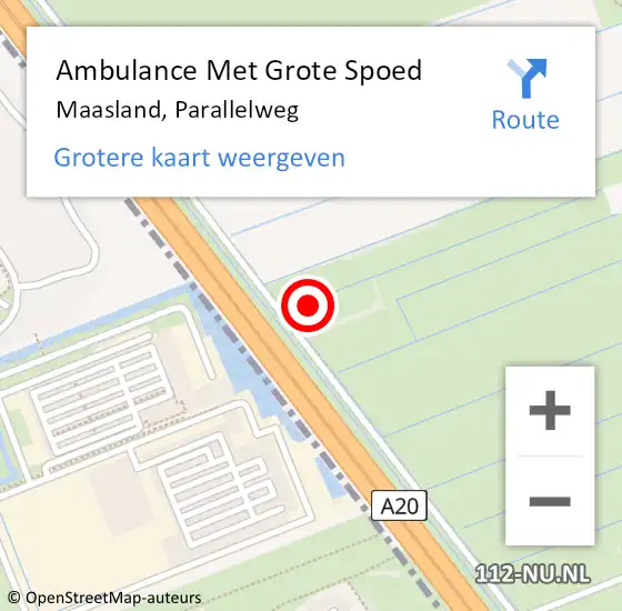 Locatie op kaart van de 112 melding: Ambulance Met Grote Spoed Naar Maasland, Parallelweg op 3 februari 2022 08:13