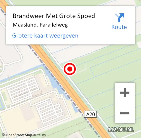 Locatie op kaart van de 112 melding: Brandweer Met Grote Spoed Naar Maasland, Parallelweg op 3 februari 2022 08:14