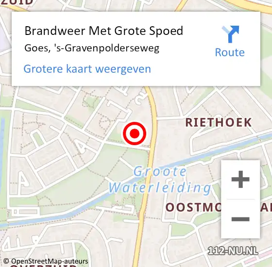 Locatie op kaart van de 112 melding: Brandweer Met Grote Spoed Naar Goes, 's-Gravenpolderseweg op 3 februari 2022 08:16