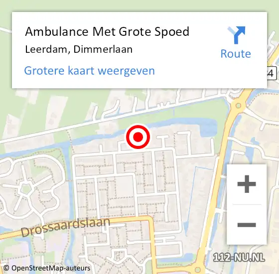 Locatie op kaart van de 112 melding: Ambulance Met Grote Spoed Naar Leerdam, Dimmerlaan op 3 februari 2022 08:44