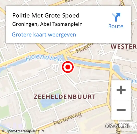 Locatie op kaart van de 112 melding: Politie Met Grote Spoed Naar Groningen, Abel Tasmanplein op 3 februari 2022 08:48