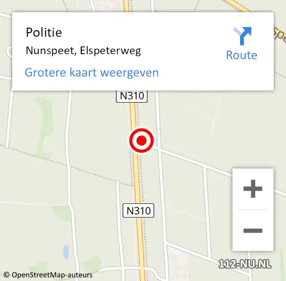 Locatie op kaart van de 112 melding: Politie Nunspeet, Elspeterweg op 3 februari 2022 08:58