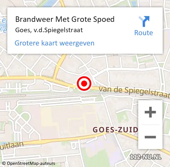 Locatie op kaart van de 112 melding: Brandweer Met Grote Spoed Naar Goes, v.d.Spiegelstraat op 3 februari 2022 09:12