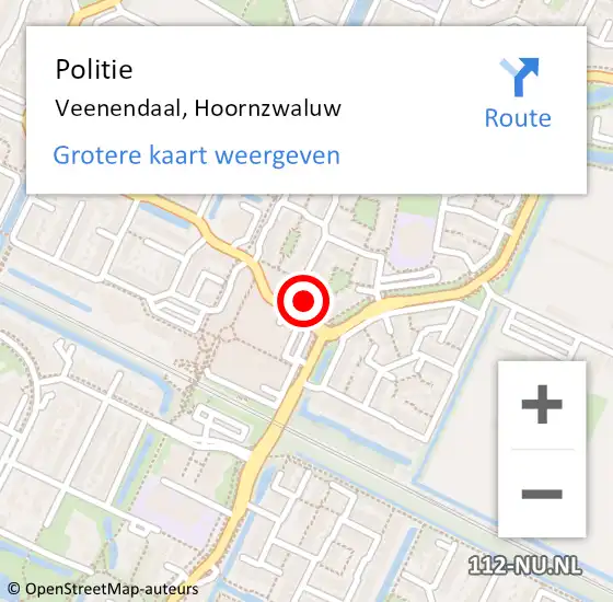 Locatie op kaart van de 112 melding: Politie Veenendaal, Hoornzwaluw op 3 februari 2022 09:12