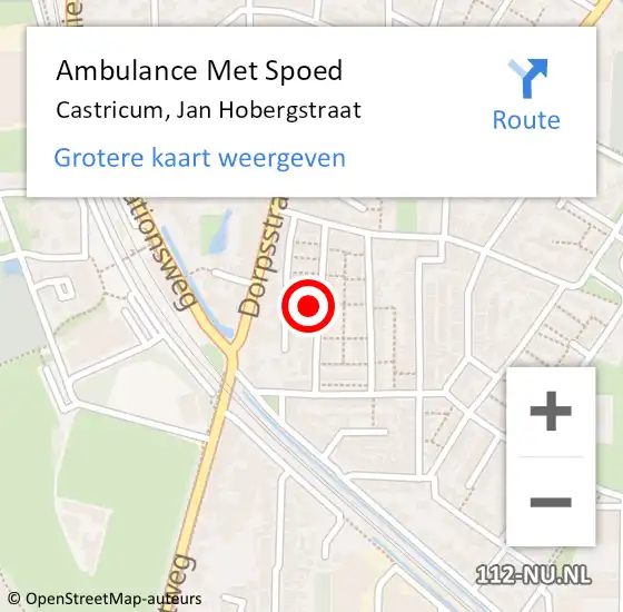 Locatie op kaart van de 112 melding: Ambulance Met Spoed Naar Castricum, Jan Hobergstraat op 3 februari 2022 09:19