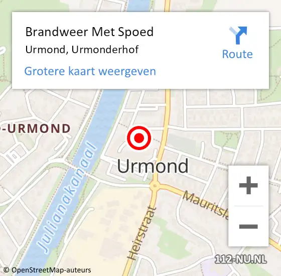 Locatie op kaart van de 112 melding: Brandweer Met Spoed Naar Urmond, Urmonderhof op 3 februari 2022 09:20