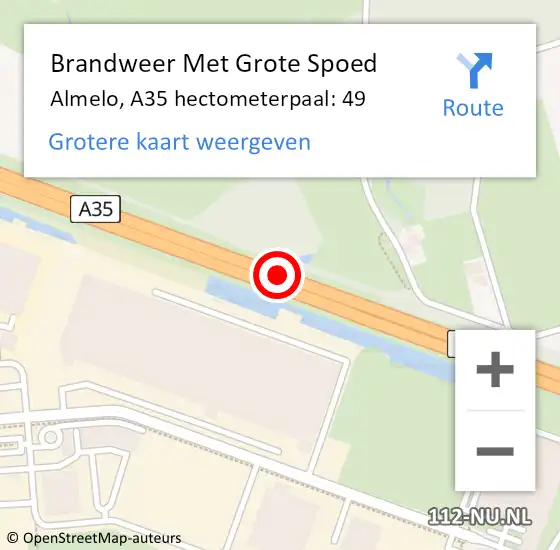 Locatie op kaart van de 112 melding: Brandweer Met Grote Spoed Naar Almelo, A35 hectometerpaal: 49 op 3 februari 2022 09:27