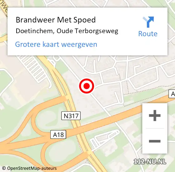 Locatie op kaart van de 112 melding: Brandweer Met Spoed Naar Doetinchem, Oude Terborgseweg op 3 februari 2022 09:30