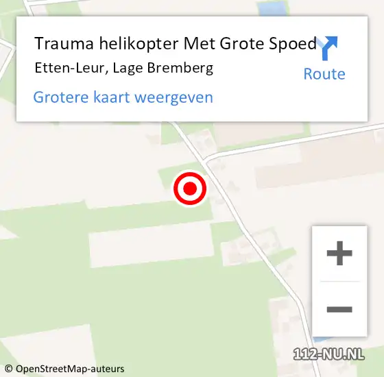 Locatie op kaart van de 112 melding: Trauma helikopter Met Grote Spoed Naar Etten-Leur, Lage Bremberg op 3 februari 2022 09:33