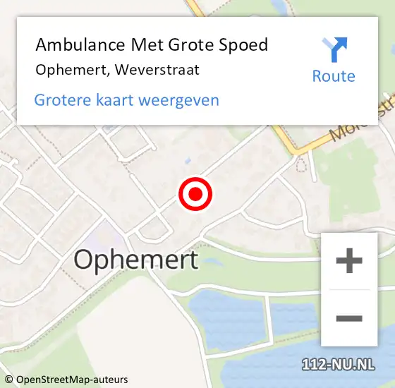 Locatie op kaart van de 112 melding: Ambulance Met Grote Spoed Naar Ophemert, Weverstraat op 3 februari 2022 09:39