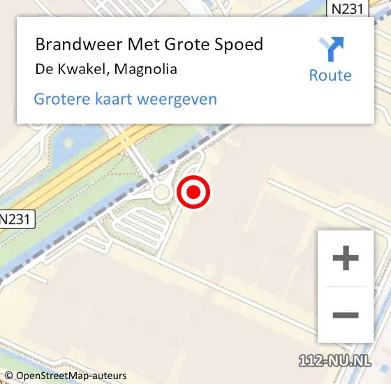 Locatie op kaart van de 112 melding: Brandweer Met Grote Spoed Naar De Kwakel, Magnolia op 3 februari 2022 09:46