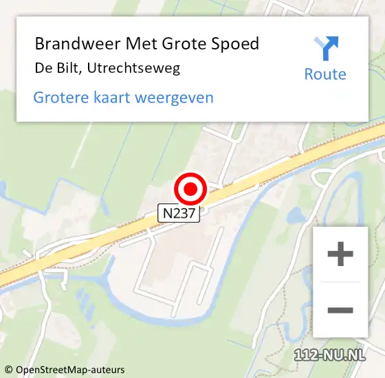 Locatie op kaart van de 112 melding: Brandweer Met Grote Spoed Naar De Bilt, Utrechtseweg op 3 februari 2022 09:50