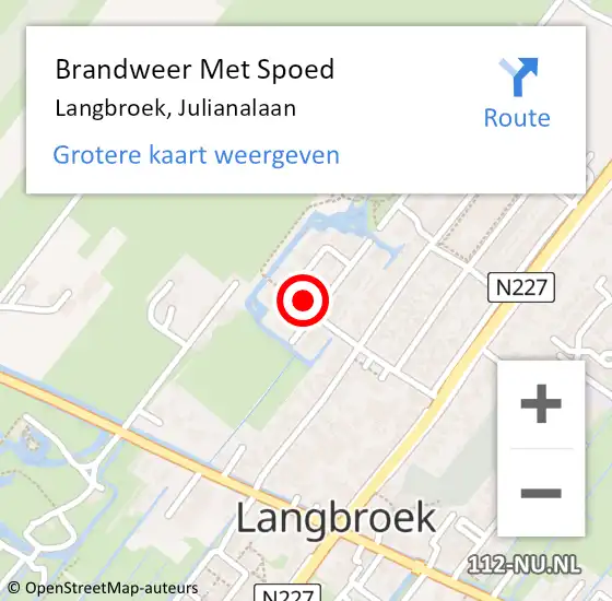 Locatie op kaart van de 112 melding: Brandweer Met Spoed Naar Langbroek, Julianalaan op 3 februari 2022 10:00