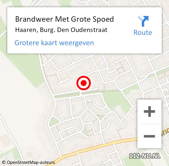 Locatie op kaart van de 112 melding: Brandweer Met Grote Spoed Naar Haaren, Burg. Den Oudenstraat op 3 februari 2022 10:05