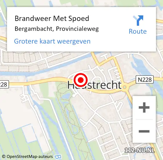 Locatie op kaart van de 112 melding: Brandweer Met Spoed Naar Bergambacht, Provincialeweg op 3 februari 2022 10:12