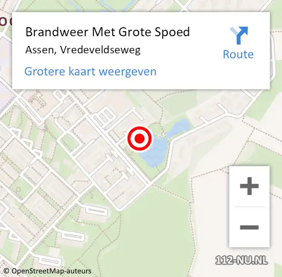 Locatie op kaart van de 112 melding: Brandweer Met Grote Spoed Naar Assen, Vredeveldseweg op 3 februari 2022 10:22