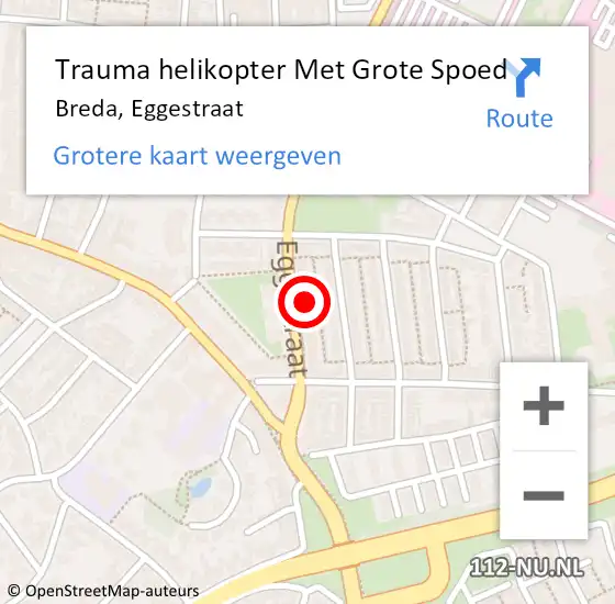 Locatie op kaart van de 112 melding: Trauma helikopter Met Grote Spoed Naar Breda, Eggestraat op 3 februari 2022 10:29