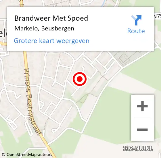 Locatie op kaart van de 112 melding: Brandweer Met Spoed Naar Markelo, Beusbergen op 3 februari 2022 10:39