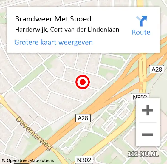 Locatie op kaart van de 112 melding: Brandweer Met Spoed Naar Harderwijk, Cort van der Lindenlaan op 3 februari 2022 11:11