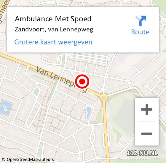 Locatie op kaart van de 112 melding: Ambulance Met Spoed Naar Zandvoort, van Lennepweg op 3 februari 2022 11:34