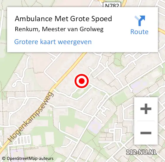 Locatie op kaart van de 112 melding: Ambulance Met Grote Spoed Naar Renkum, Meester van Grolweg op 3 februari 2022 11:47