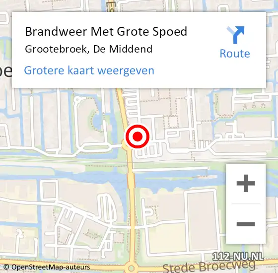 Locatie op kaart van de 112 melding: Brandweer Met Grote Spoed Naar Grootebroek, De Middend op 3 februari 2022 12:00