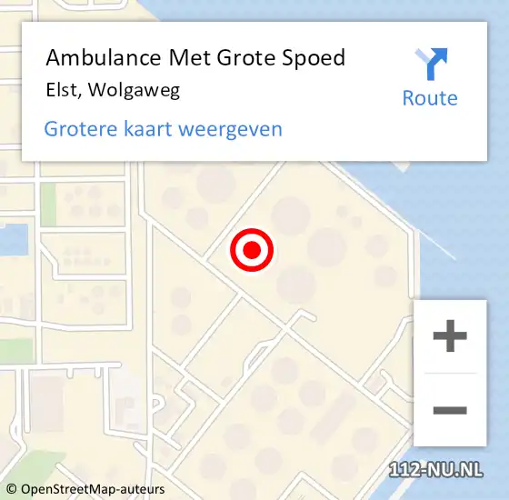 Locatie op kaart van de 112 melding: Ambulance Met Grote Spoed Naar Elst, Wolgaweg op 3 februari 2022 12:04